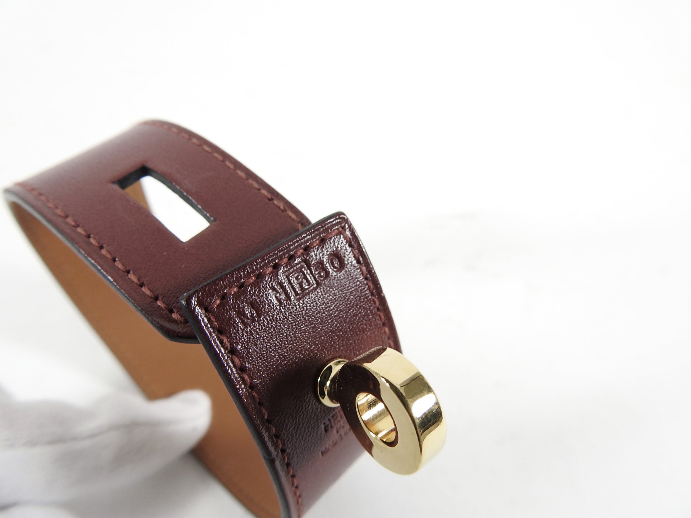Hermes Burgundy Hip Hop Swift Leather Bracelet
