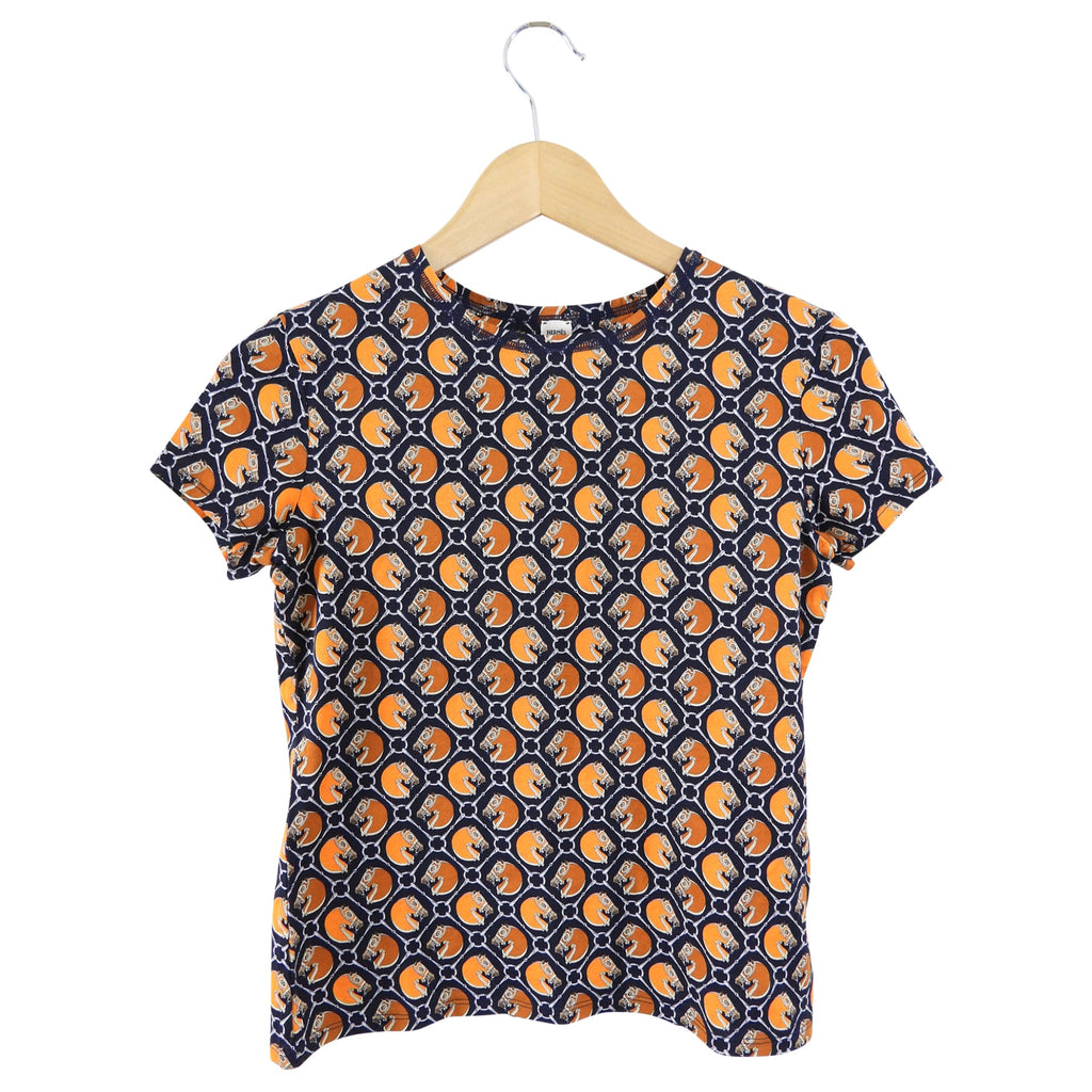 Hermes Orange Horse Pattern T Shirt - FR36
