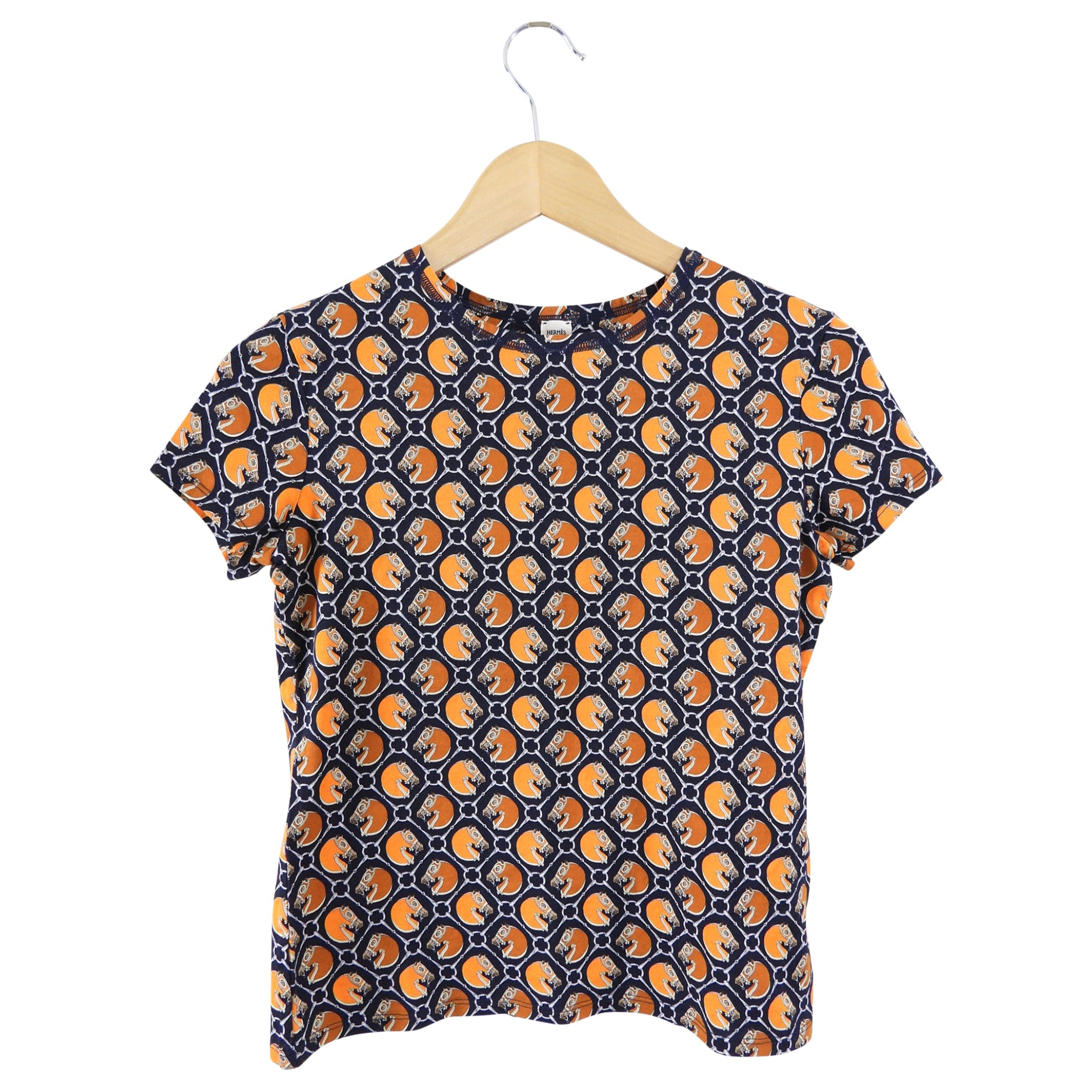 Hermes Orange Horse Pattern T Shirt - FR36