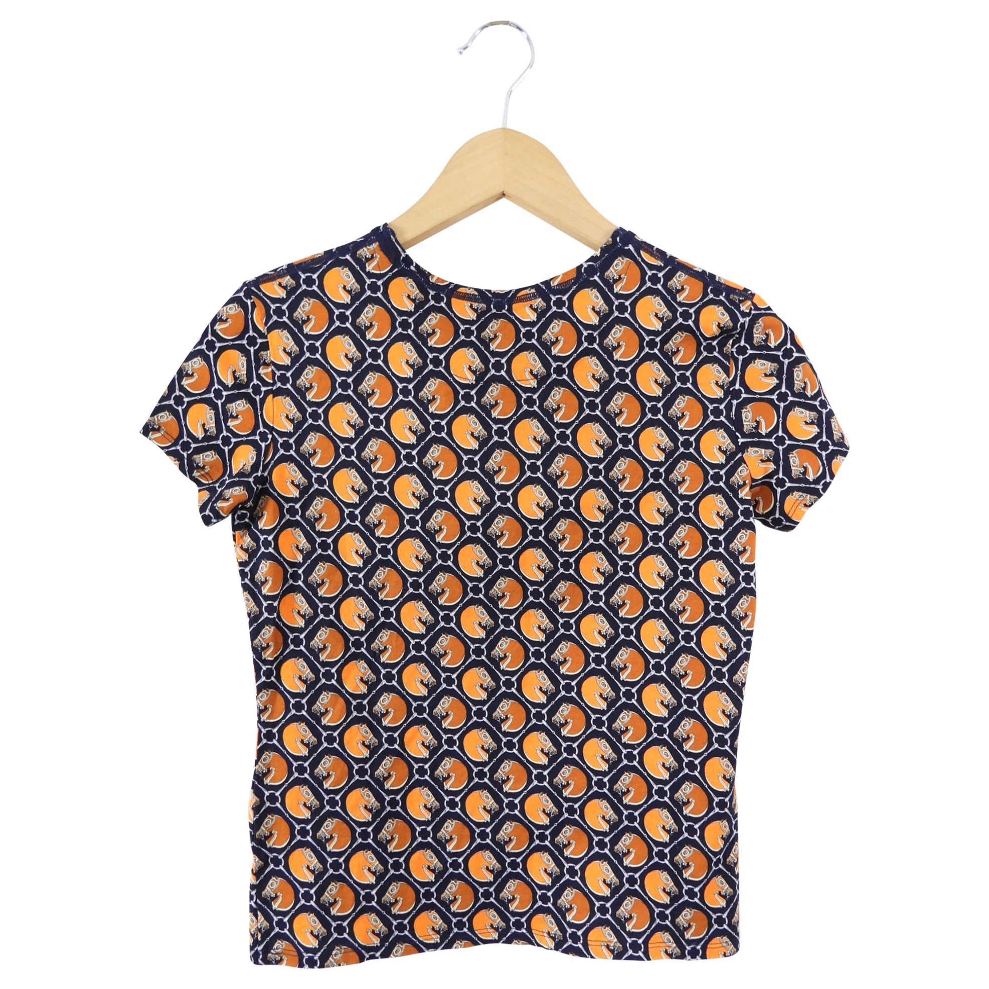 Hermes Orange Horse Pattern T Shirt - FR36