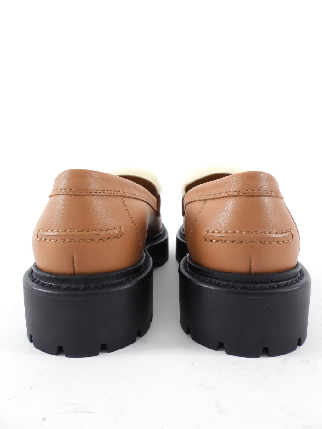 Hermes Tan Icone Shearling Kelly Loafer Shoes - 37