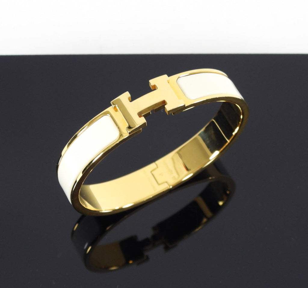 Hermes Clic H Narrow Ivory / GHW H Bracelet - PM