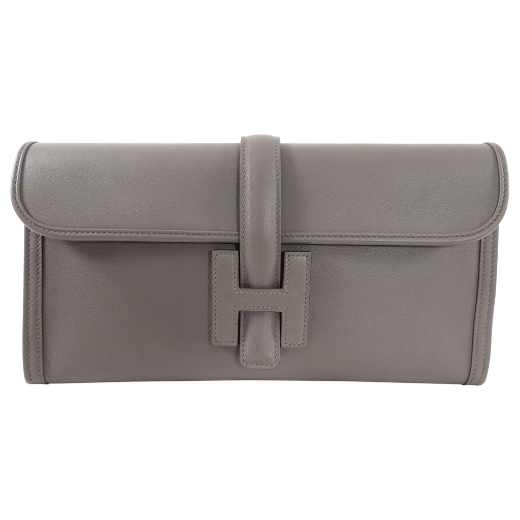 Hermes Jige Elan 29 in Swift Gris Etain Clutch Bag