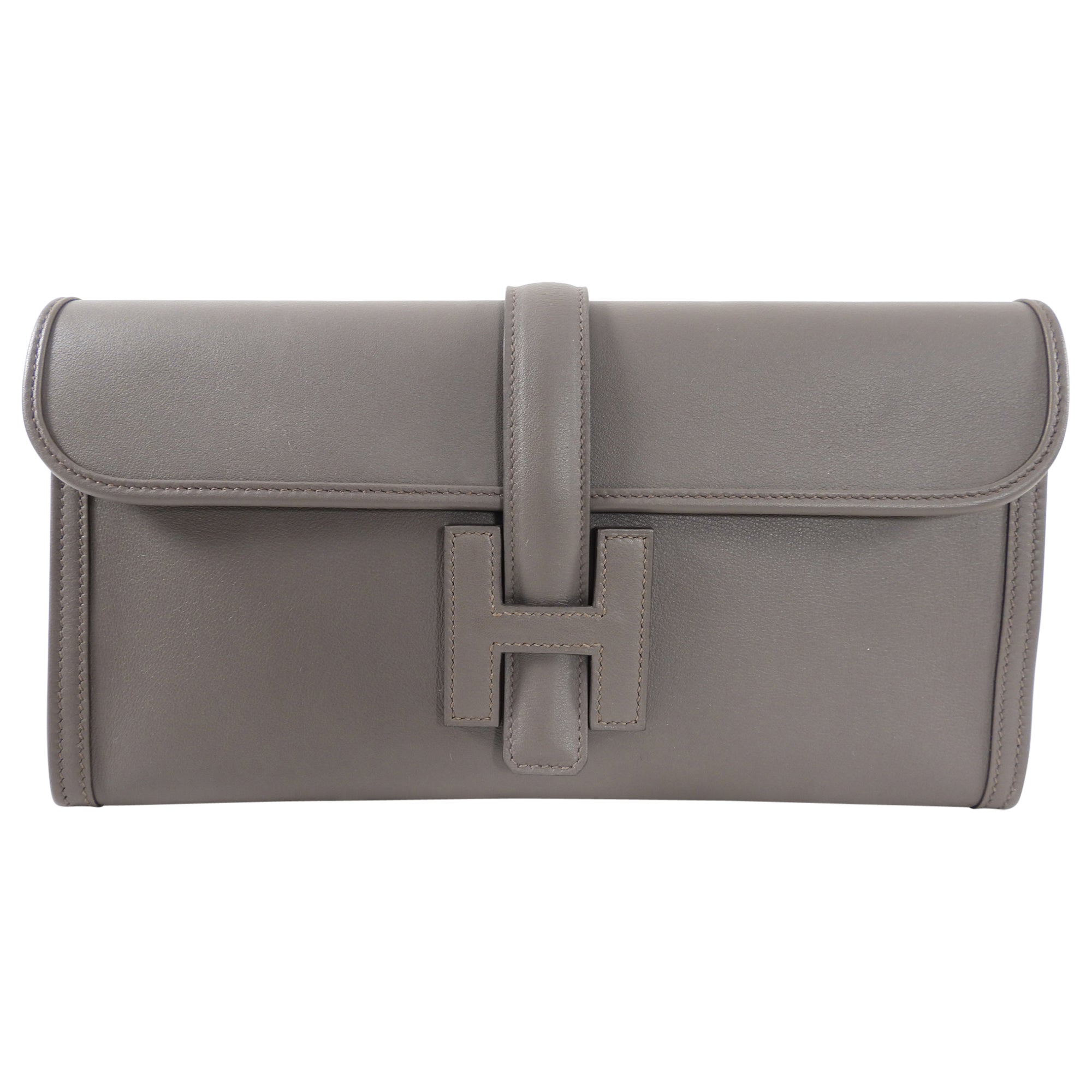 Hermes Jige Elan 29 in Swift Gris Etain Clutch Bag