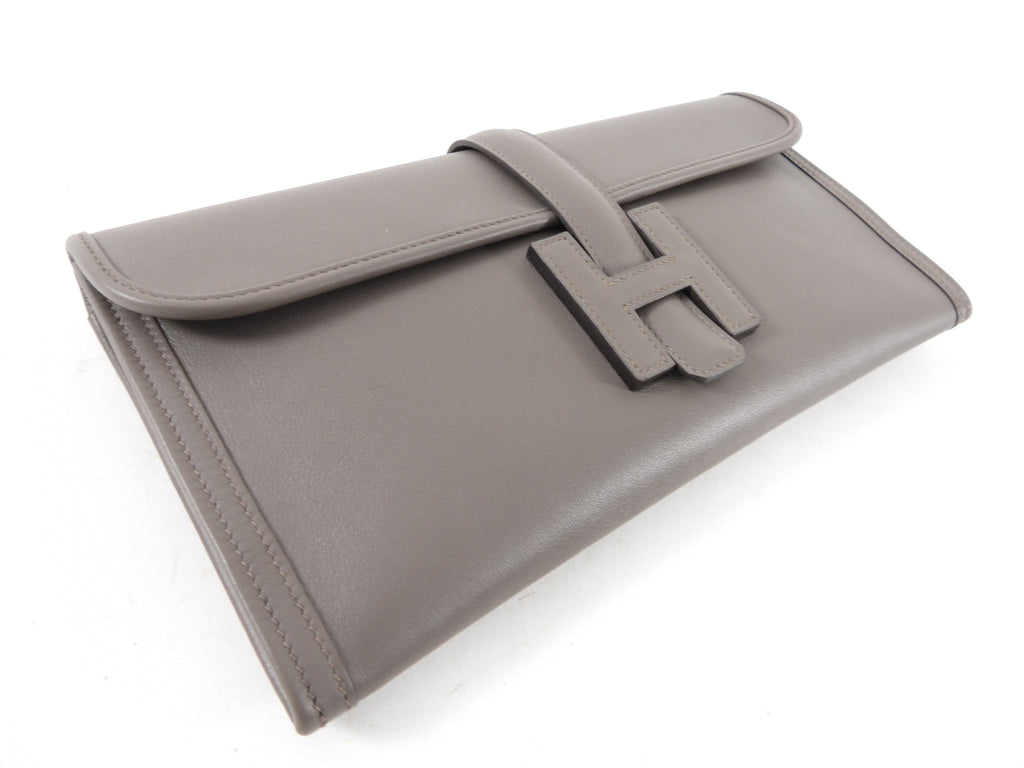 Hermes Jige Elan 29 in Swift Gris Etain Clutch Bag