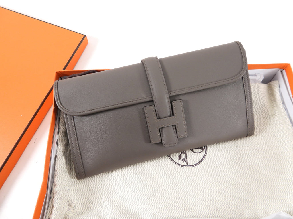 Hermes Jige Elan 29 in Swift Gris Etain Clutch Bag