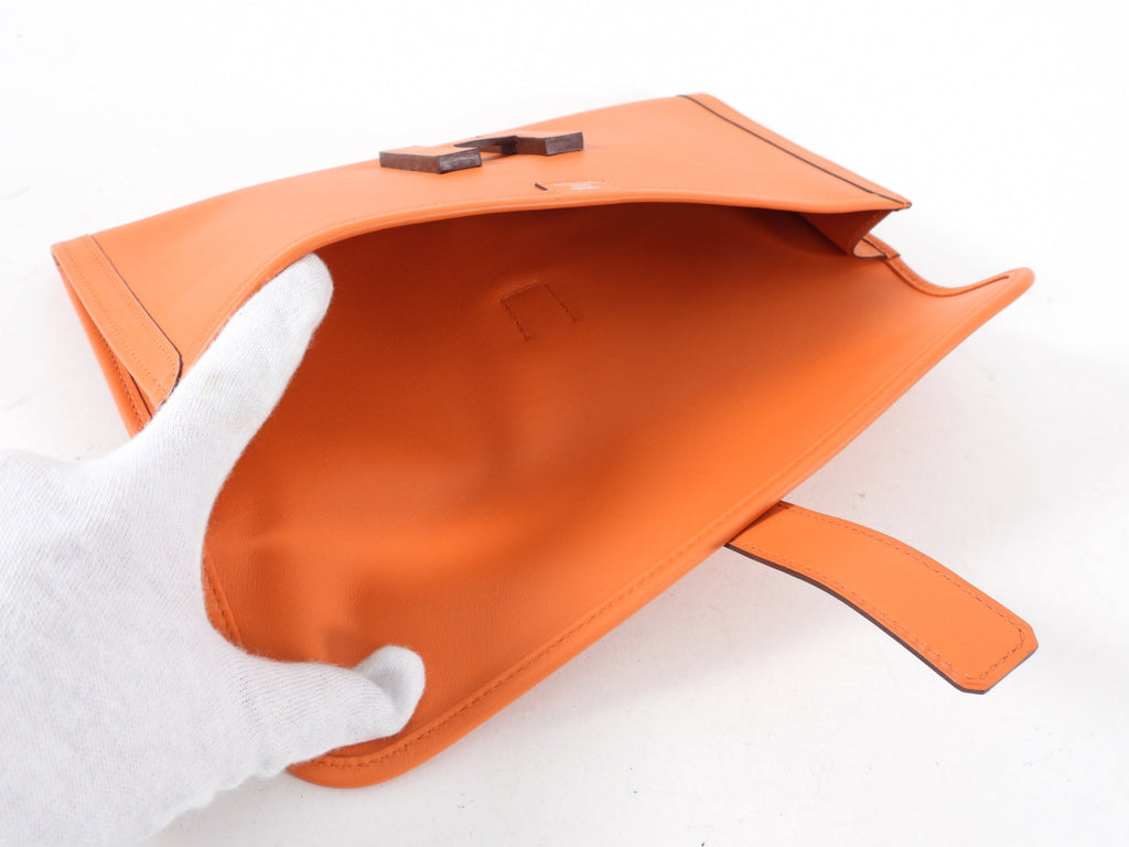 Hermes Orange Swift Jige Elan 29 Clutch Bag