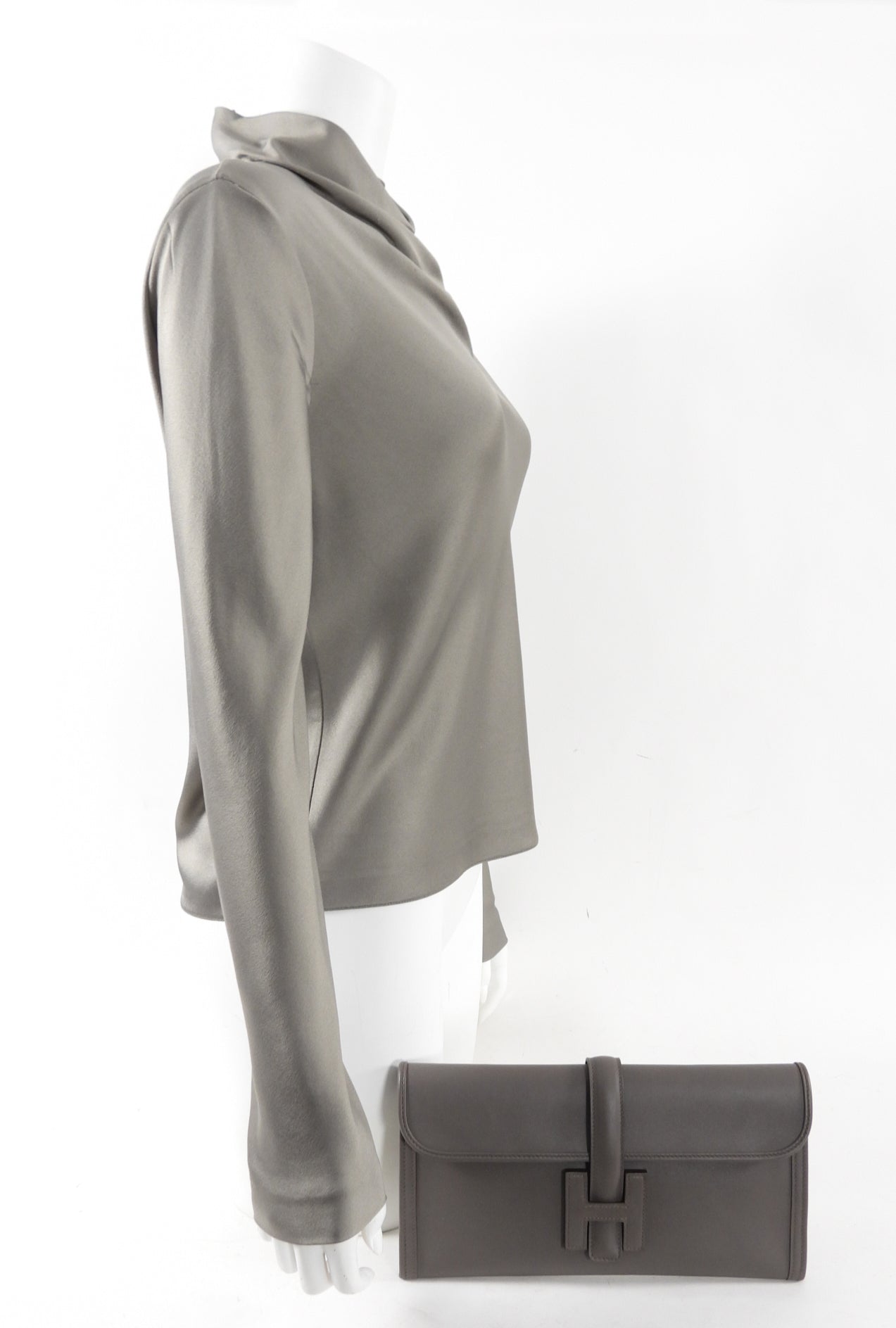 Hermes Jige Elan 29 in Swift Gris Etain Clutch Bag