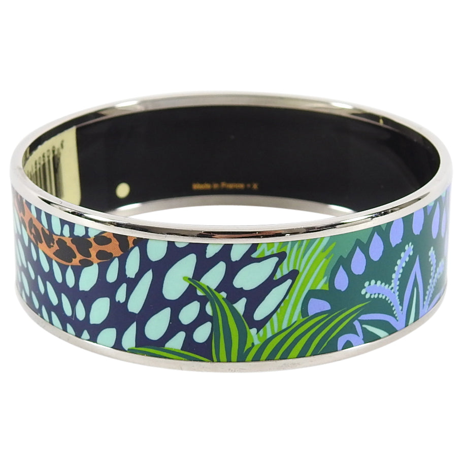Hermes Jungle of Eden Printed Enamel Bangle Bracelet 65mm
