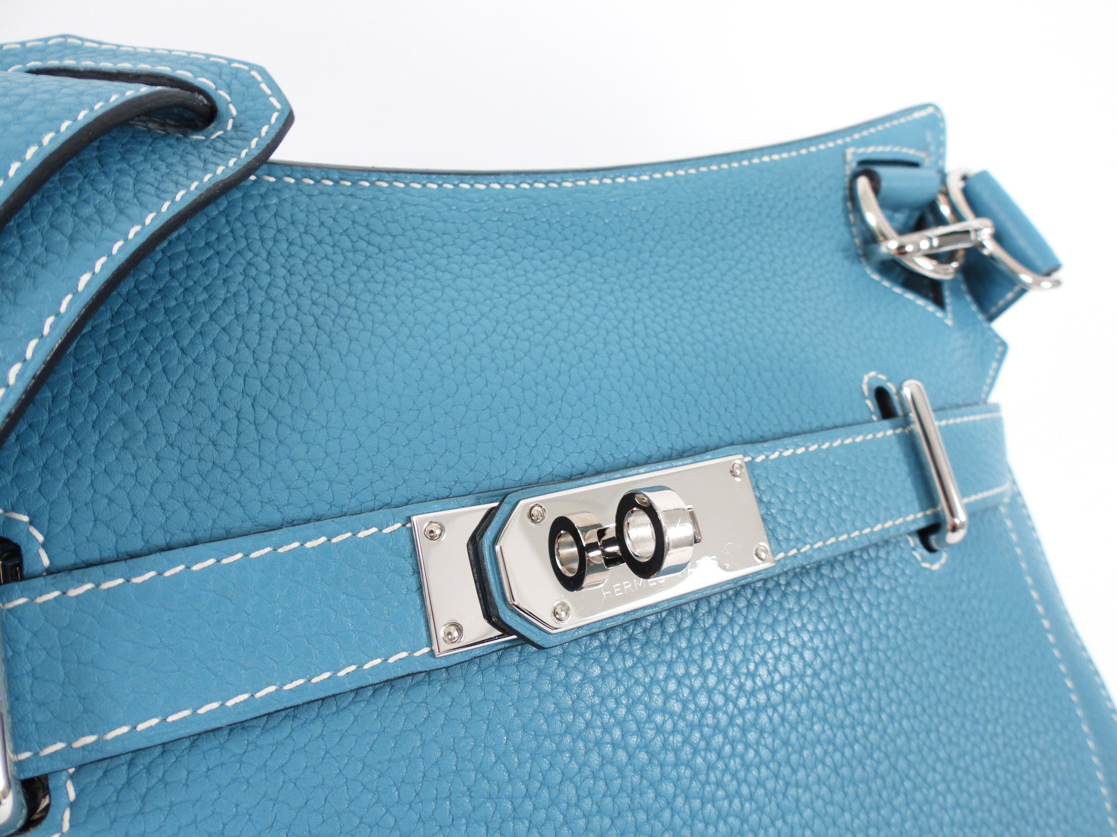 Hermes Blue Jean Clemence Jypsiere 31 Crossbody Bag PHW