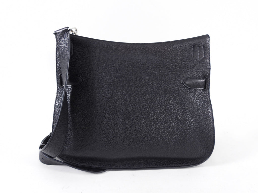 Hermes Jypsiere 34 Black PHW Clemence Shoulder Bag