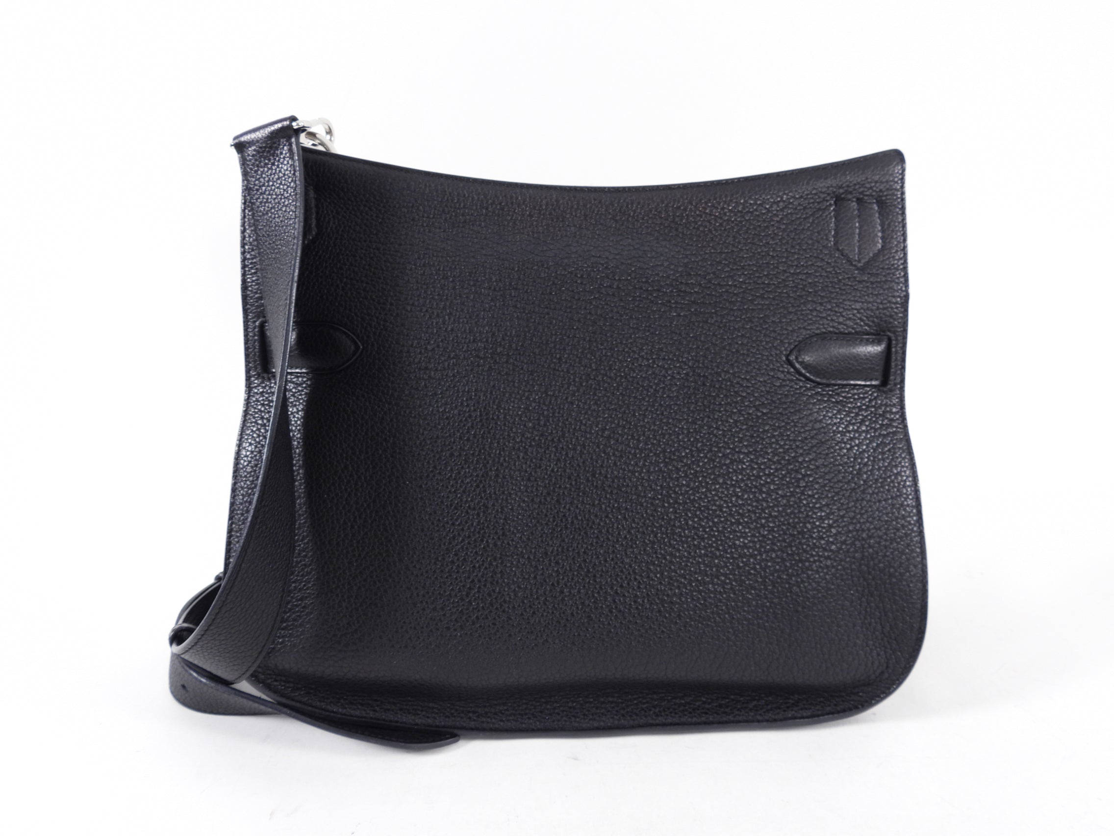 Hermes Jypsiere 34 Black PHW Clemence Shoulder Bag