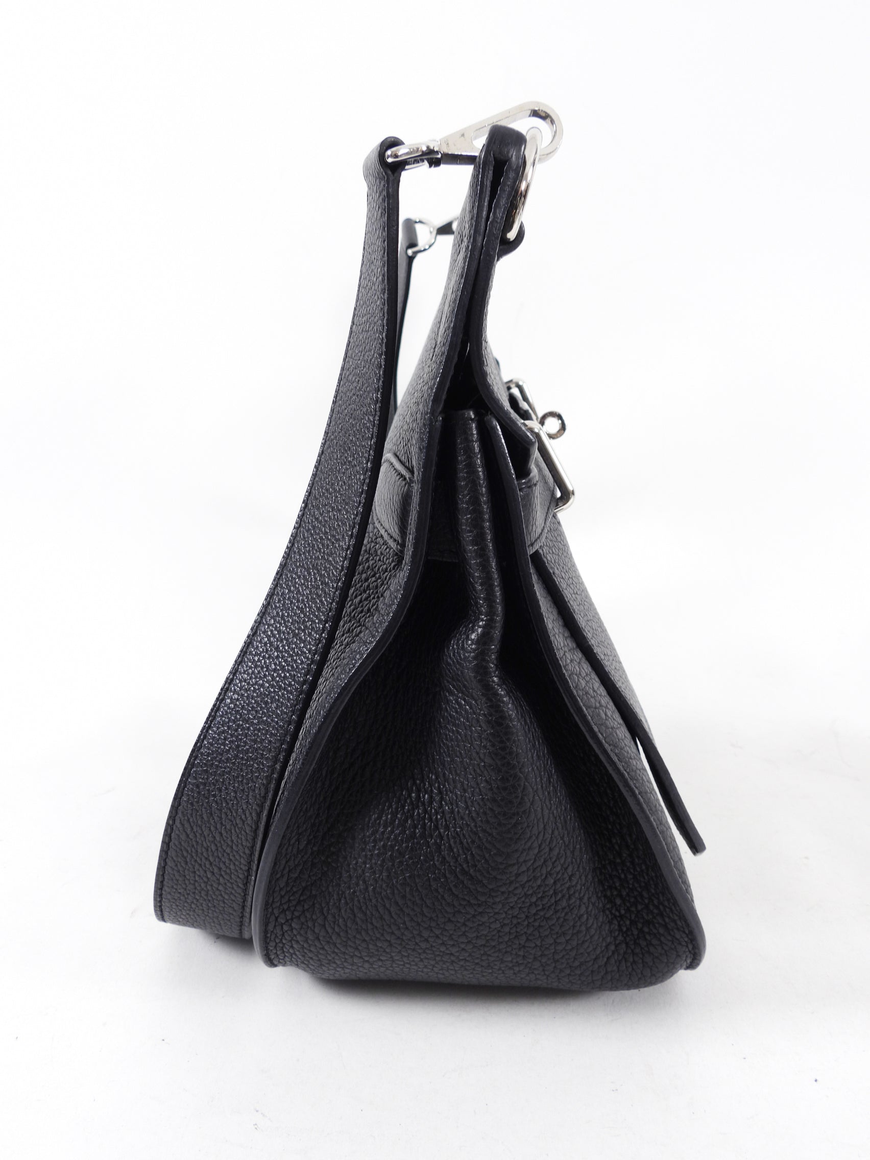 Hermes Jypsiere 34 Black PHW Clemence Shoulder Bag