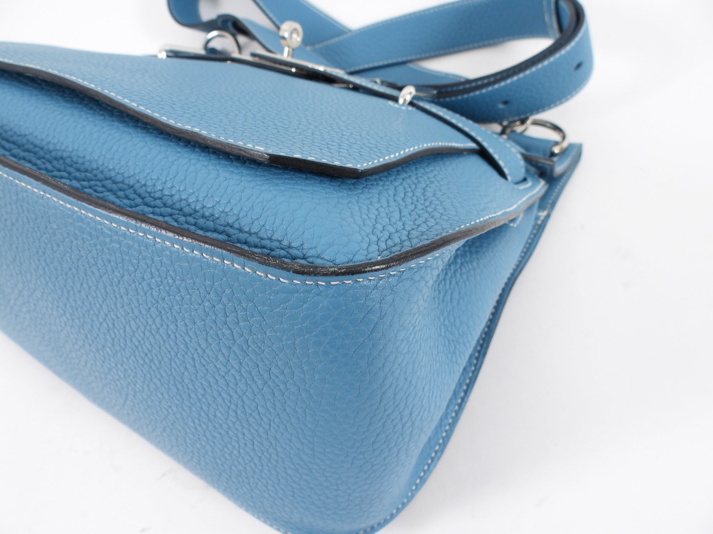 Hermes Blue Jean Clemence Jypsiere 31 Crossbody Bag PHW