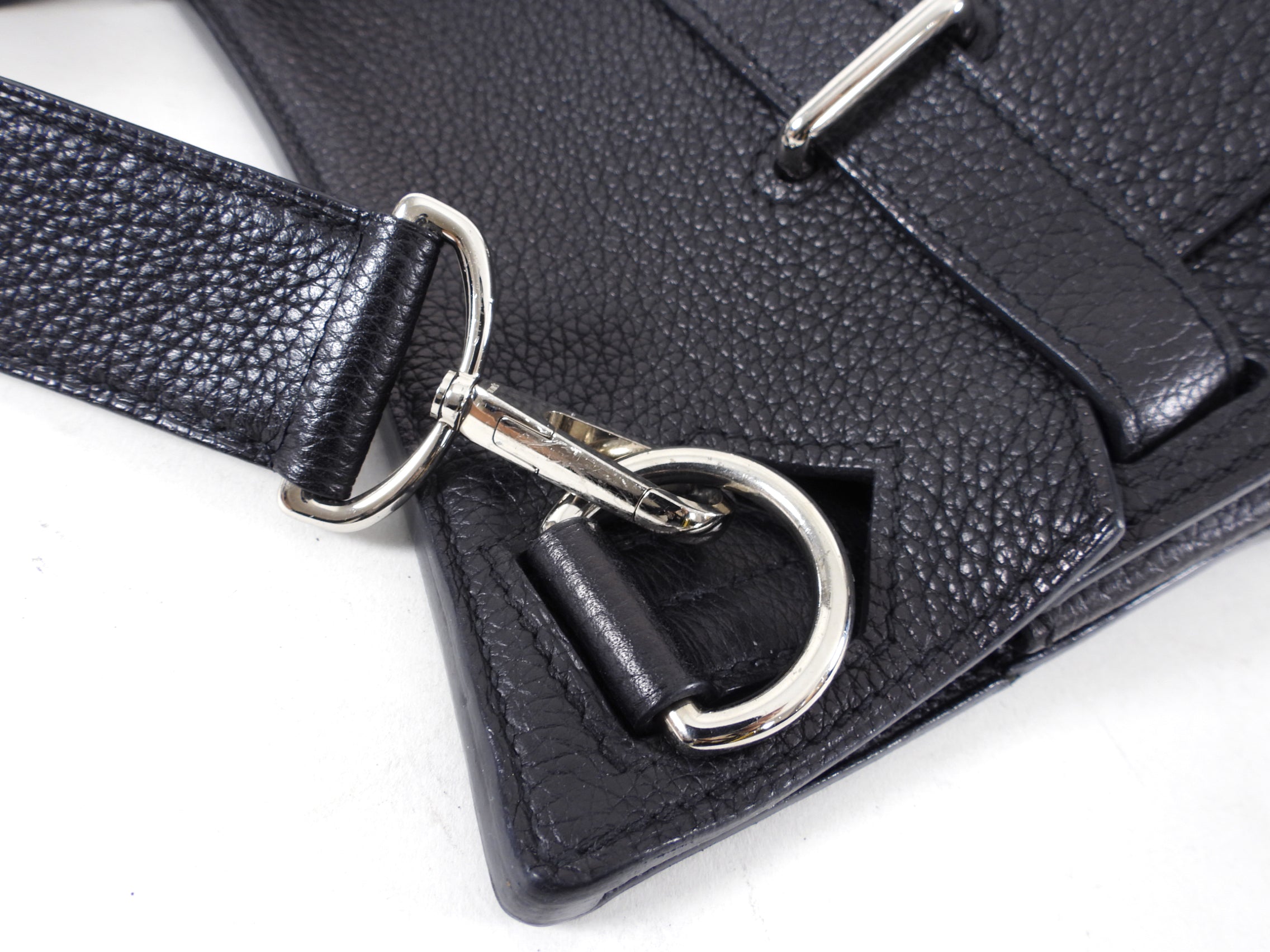 Hermes Jypsiere 34 Black PHW Clemence Shoulder Bag