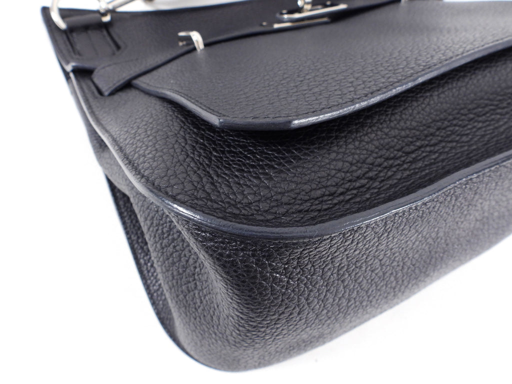 Hermes Jypsiere 34 Black PHW Clemence Shoulder Bag