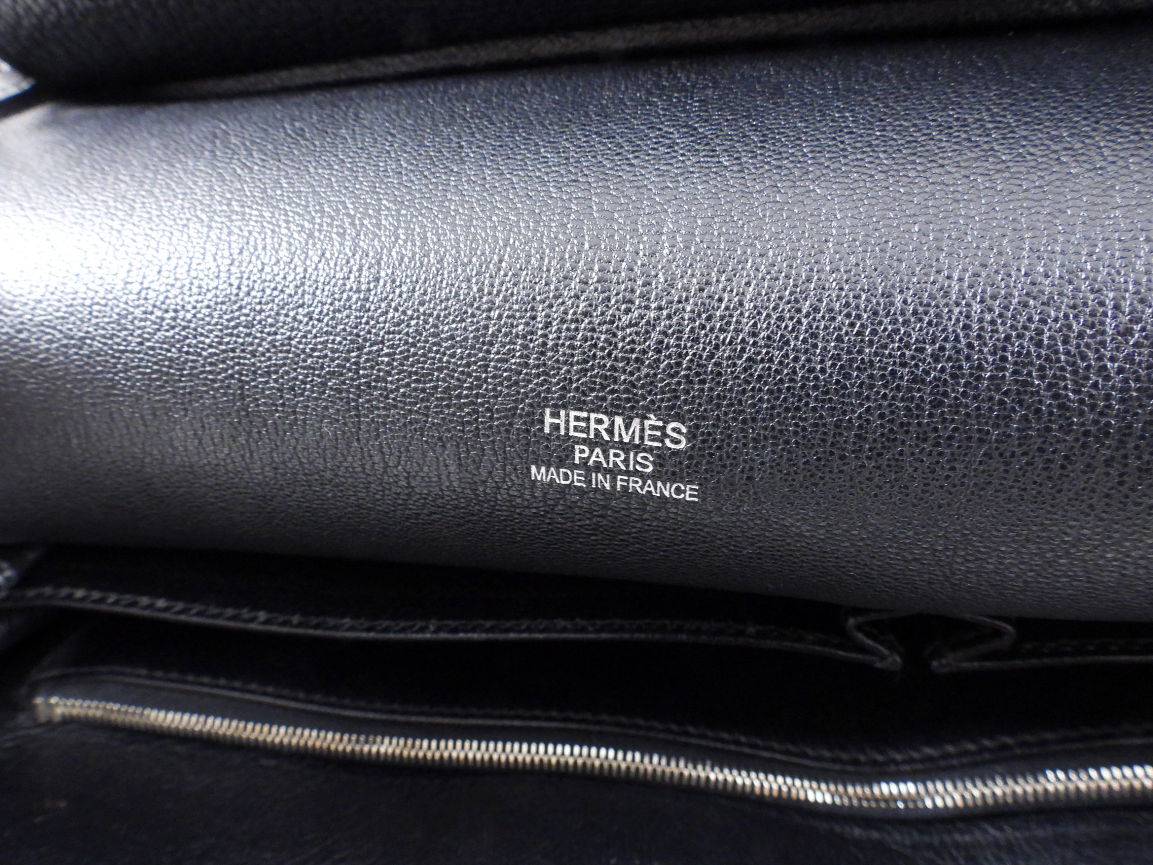 Hermes Jypsiere 34 Black PHW Clemence Shoulder Bag