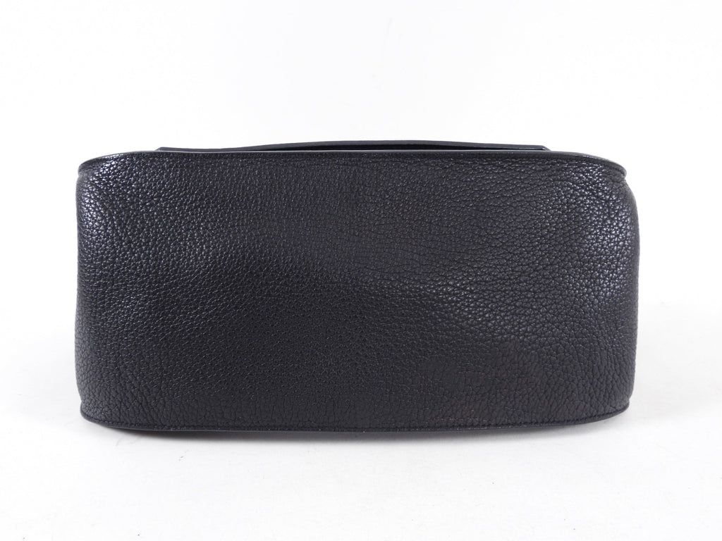 Hermes Jypsiere 34 Black PHW Clemence Shoulder Bag