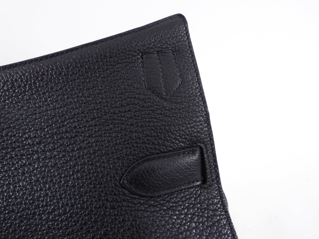 Hermes Jypsiere 34 Black PHW Clemence Shoulder Bag