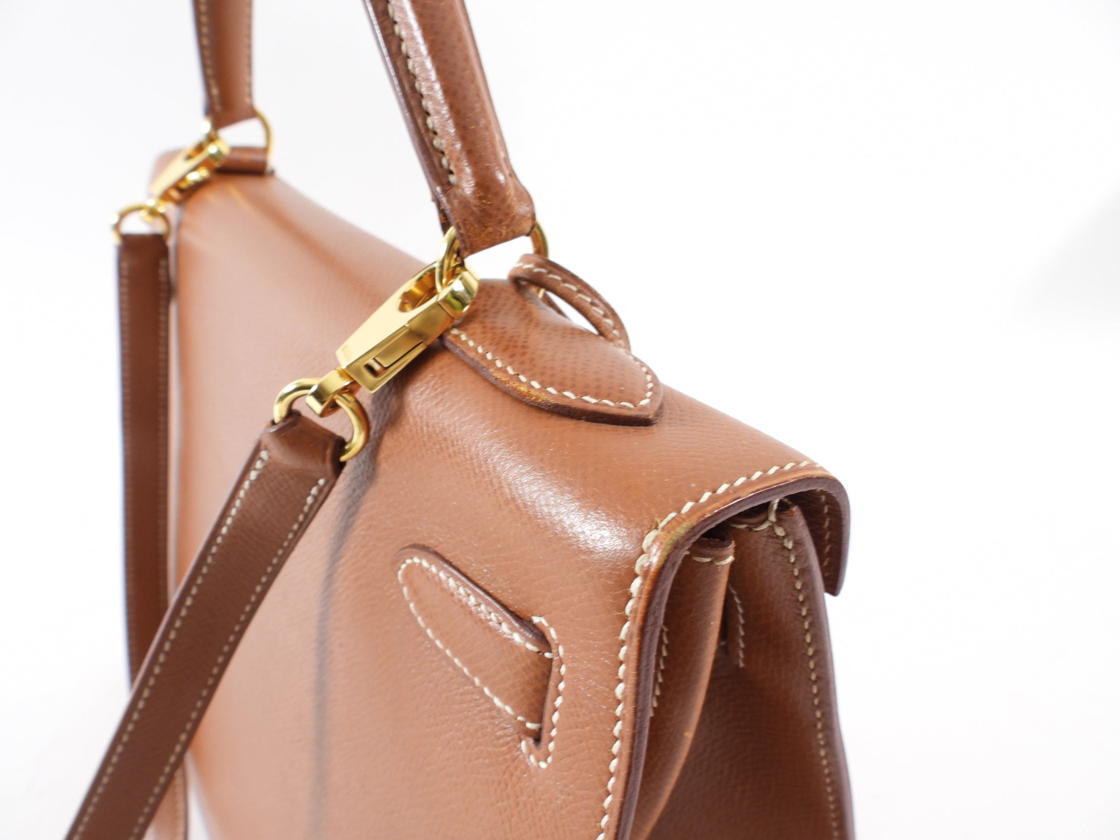 Hermes Vintage 1995 Gold Epsom Leather Kelly Sellier 32 Bag GHW