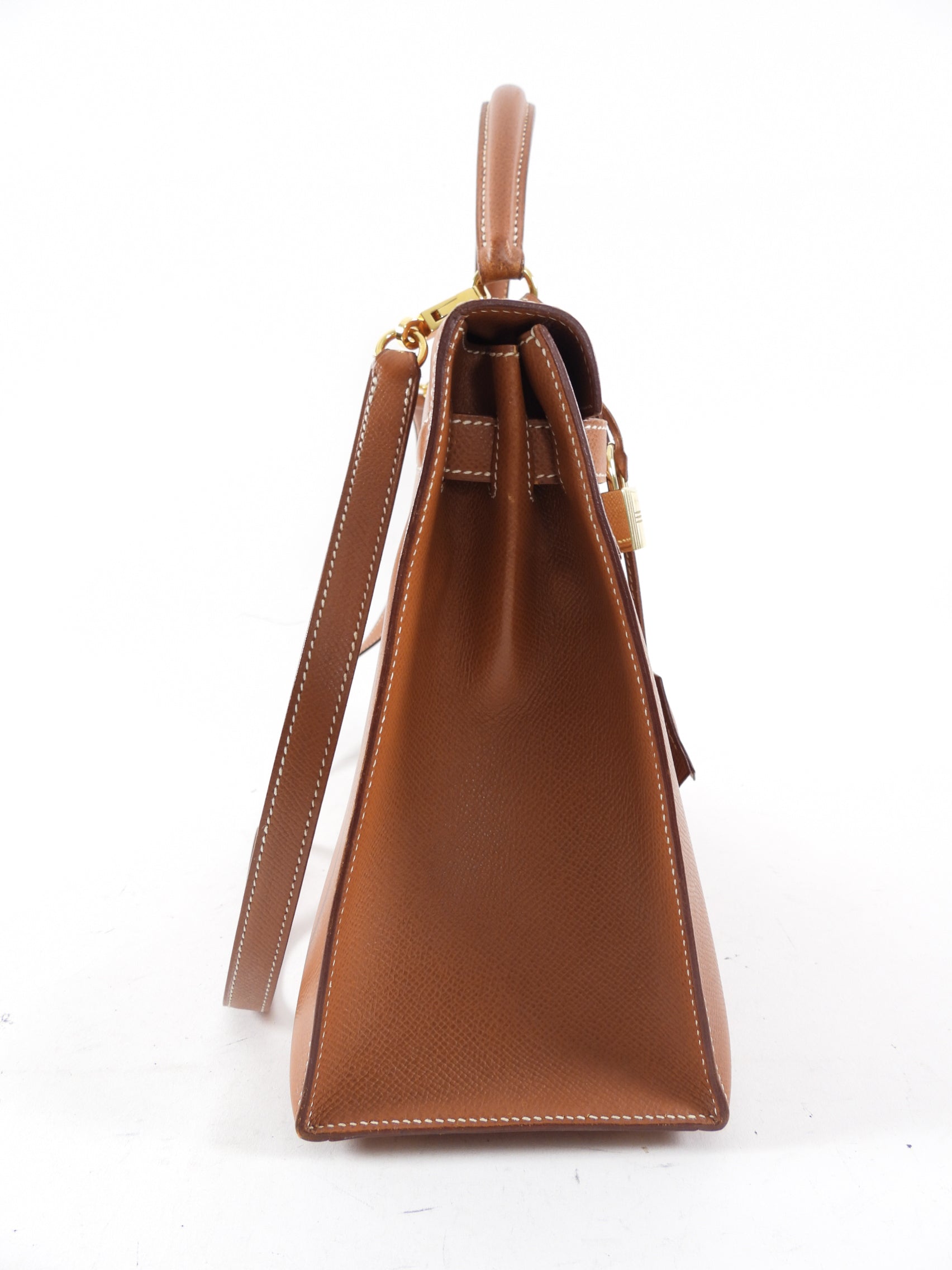 Hermes Vintage 1995 Gold Epsom Leather Kelly Sellier 32 Bag GHW