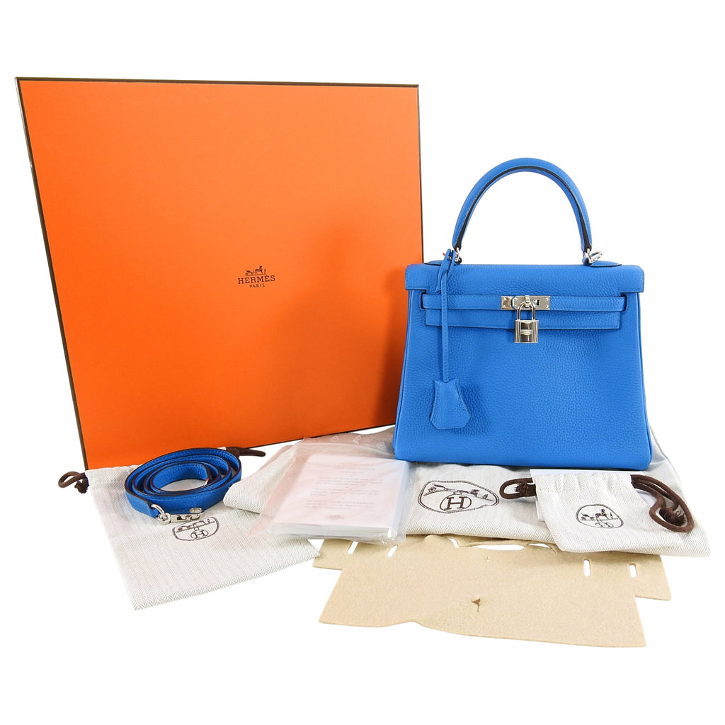 Hermes 25 cm Kelly Palladium HW Togo Leather in Zanzibar Blue