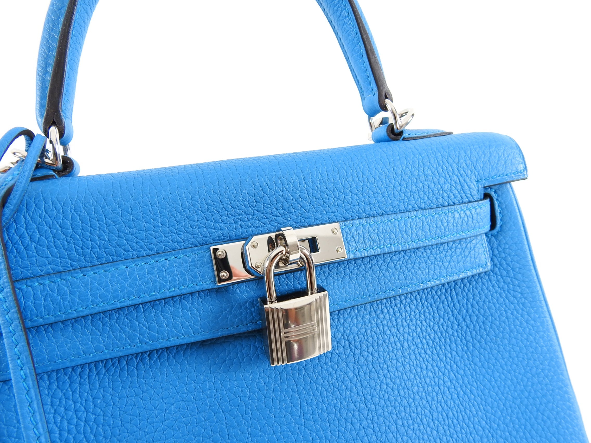 Hermes 25 cm Kelly Palladium HW Togo Leather in Zanzibar Blue