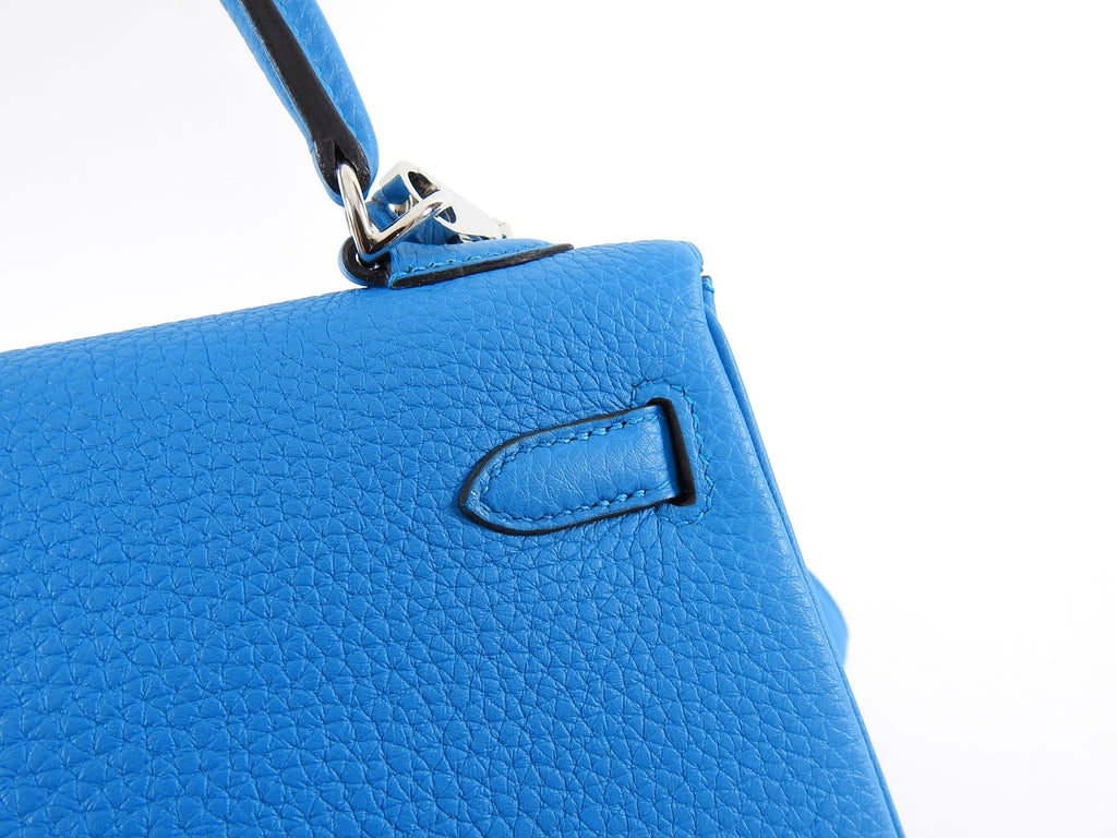 Hermes 25 cm Kelly Palladium HW Togo Leather in Zanzibar Blue