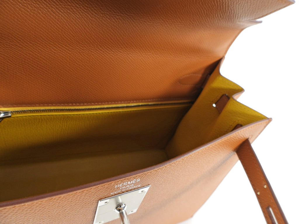Hermes Kelly II Sellier 28 Epsom PHW Gold / Ambre Bicolor