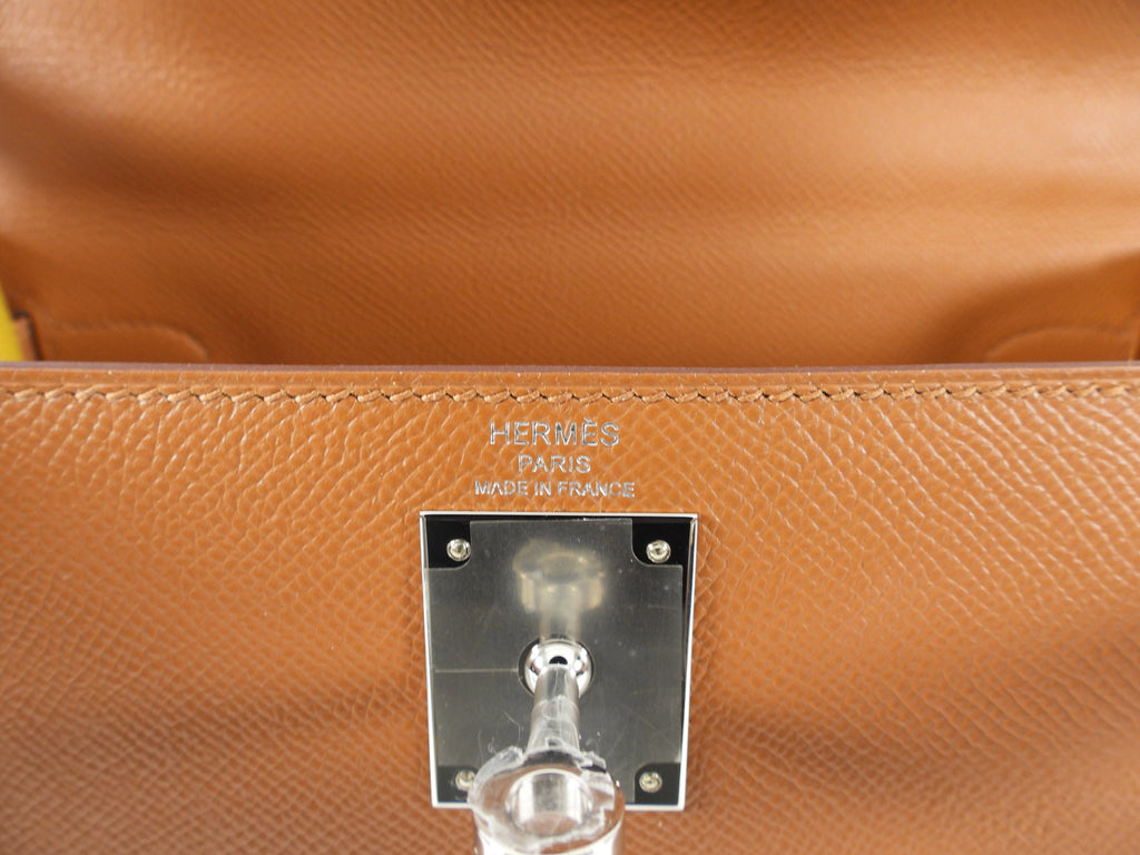 Hermes Kelly II Sellier 28 Epsom PHW Gold / Ambre Bicolor