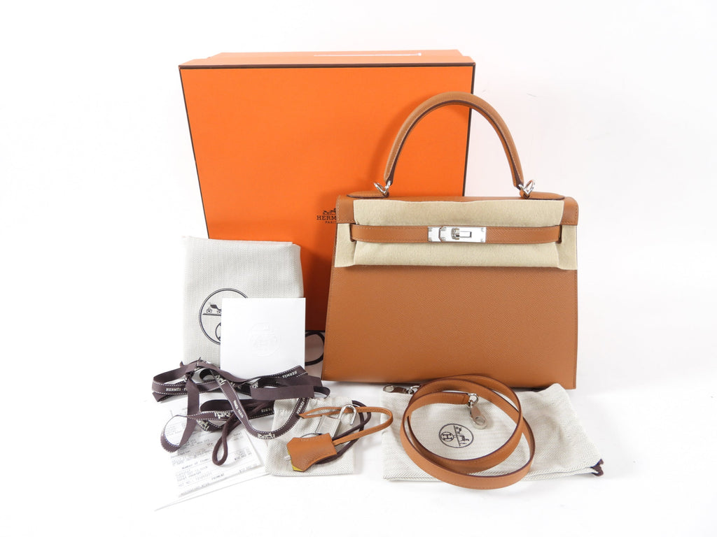 Hermes Kelly II Sellier 28 Epsom PHW Gold / Ambre Bicolor