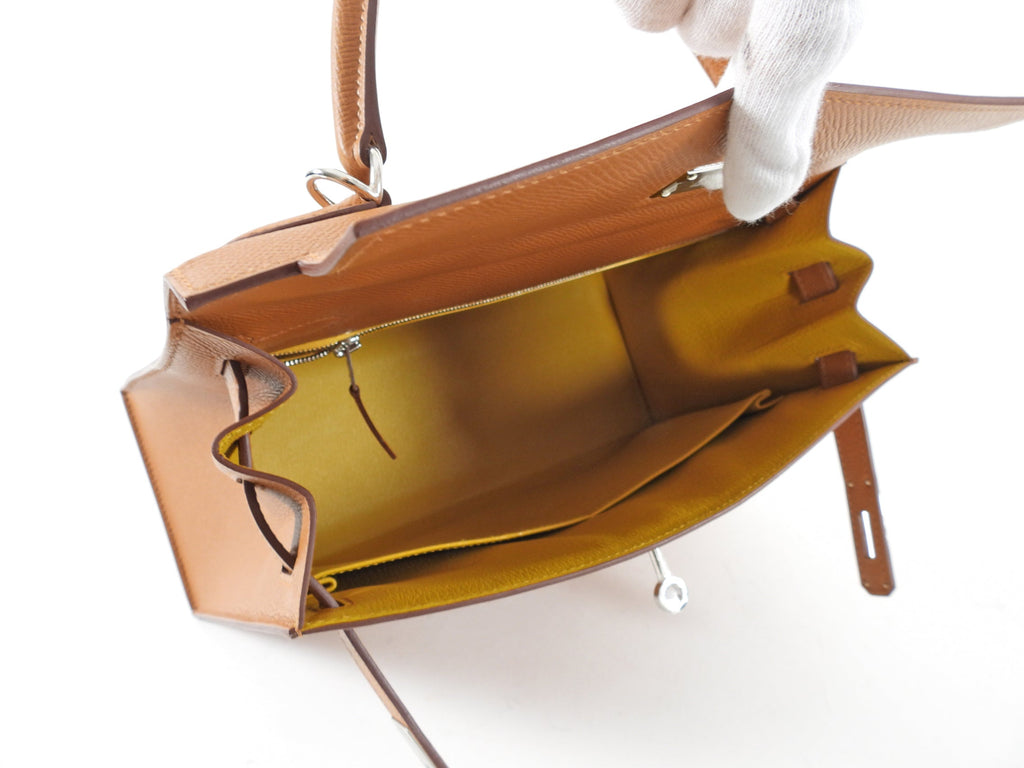 Hermes Kelly II Sellier 28 Epsom PHW Gold / Ambre Bicolor
