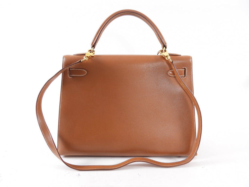 Hermes Vintage 1995 Gold Epsom Leather Kelly Sellier 32 Bag GHW