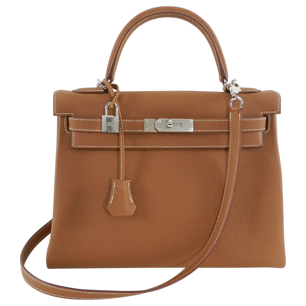 Hermes Kelly II Retourne 32 Gold Togo Palladium Hardware Bag
