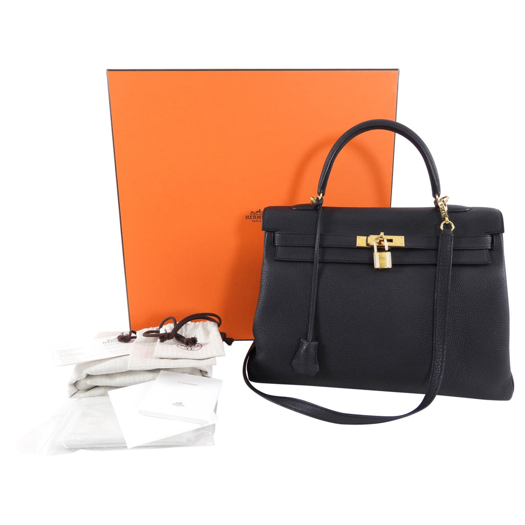 Hermes Kelly II Retourne Bag 35cm Black Togo GHW