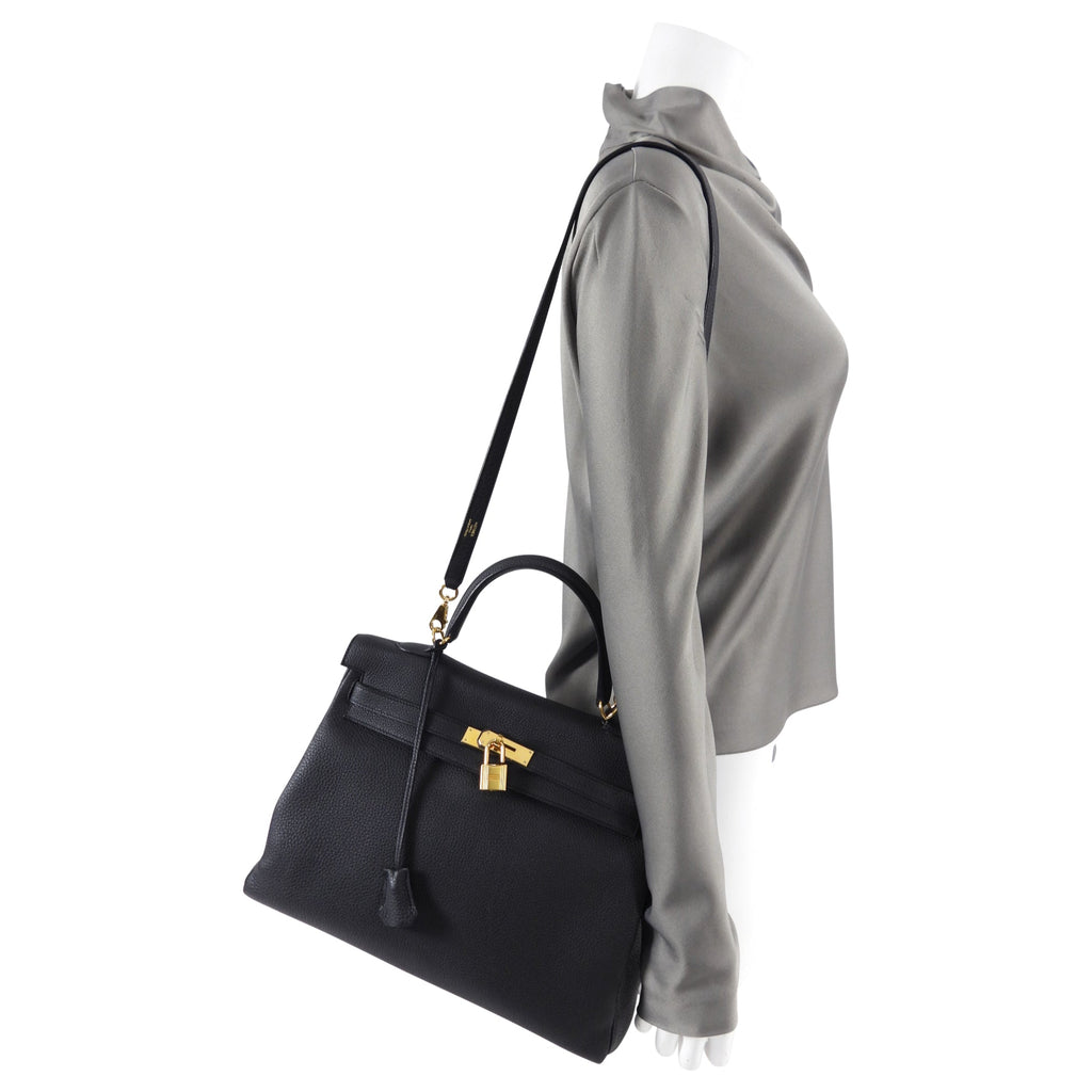 Hermes Kelly II Retourne Bag 35cm Black Togo GHW