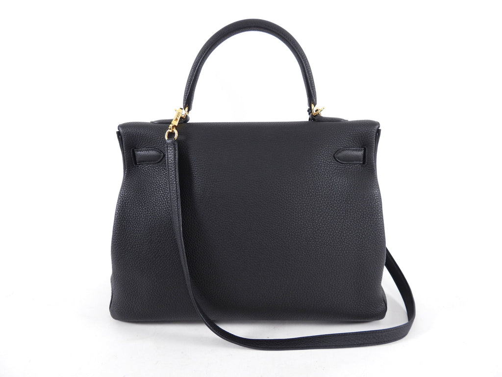 Hermes Kelly II Retourne Bag 35cm Black Togo GHW