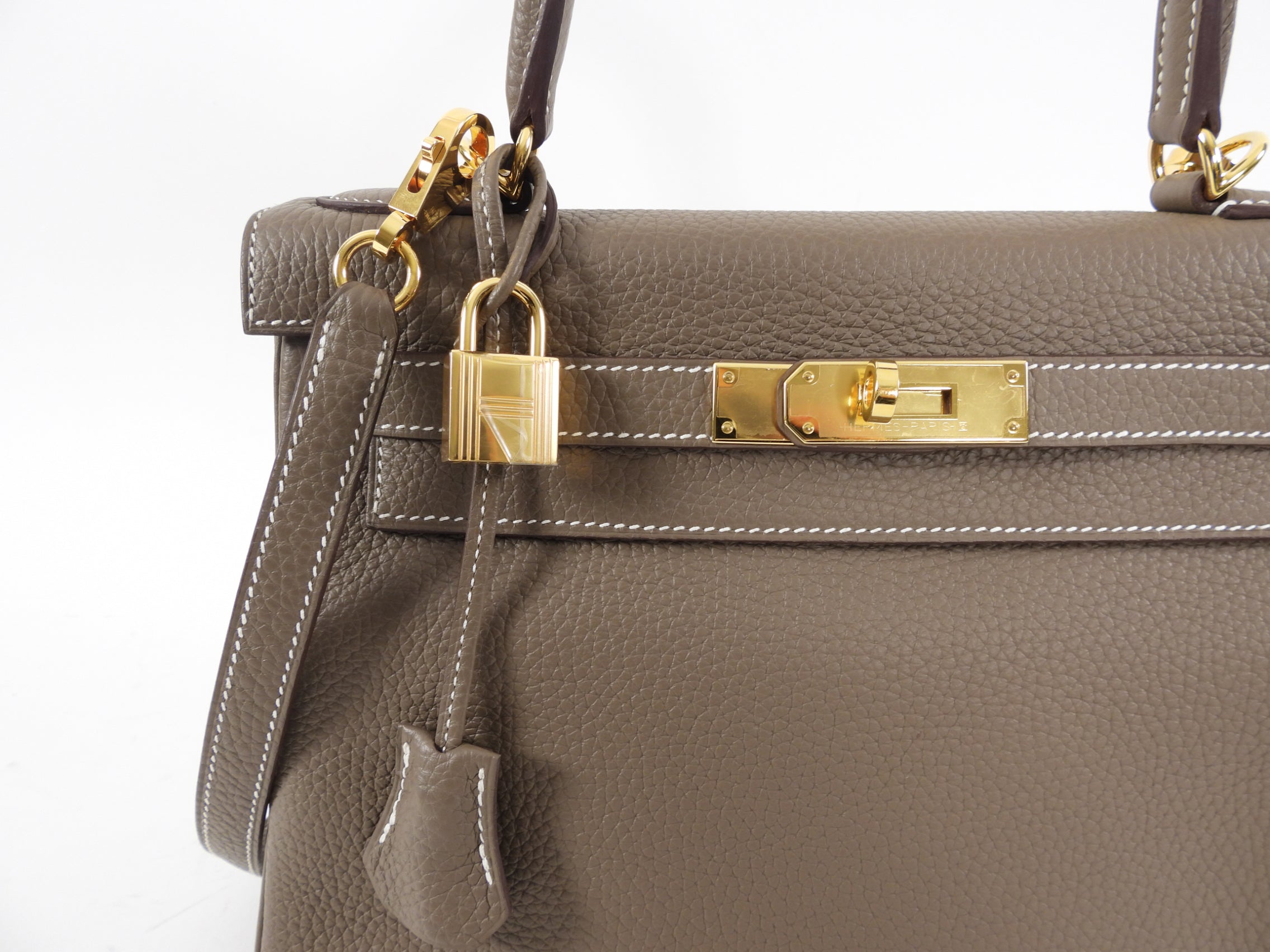 Hermes Kelly II 28 Retourne Clemence Etoupe GHW Bag - Full Set 2021