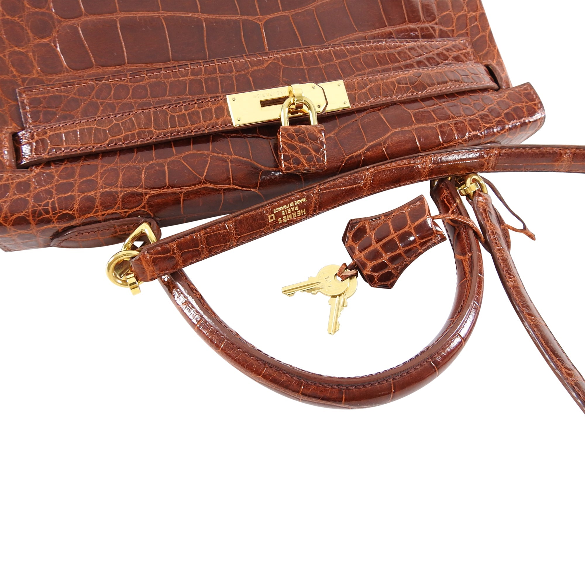 Hermes Vintage Etrusque Alligator Kelly 32 cm Gold Hardware