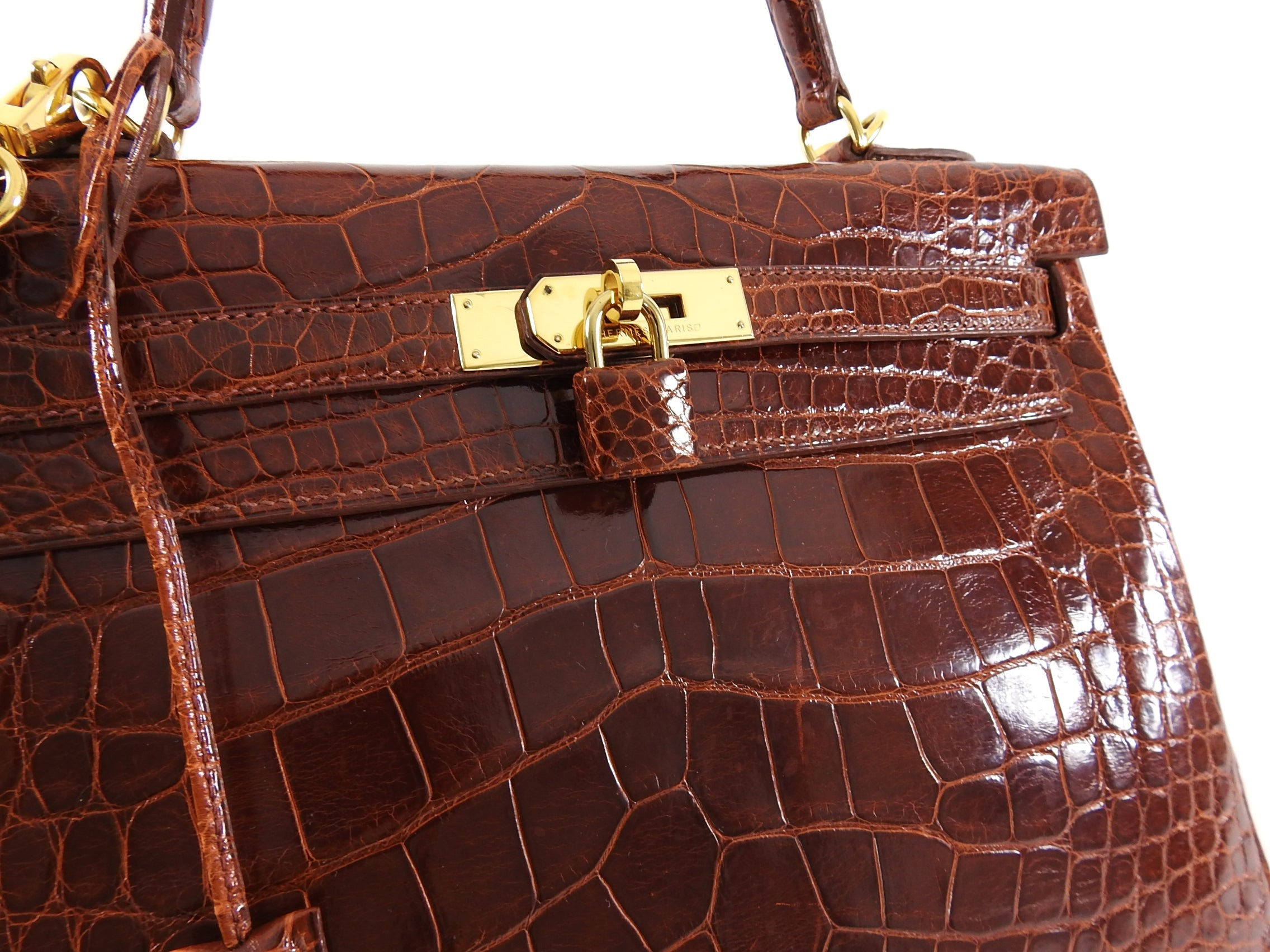 Hermes Vintage Etrusque Alligator Kelly 32 cm Gold Hardware