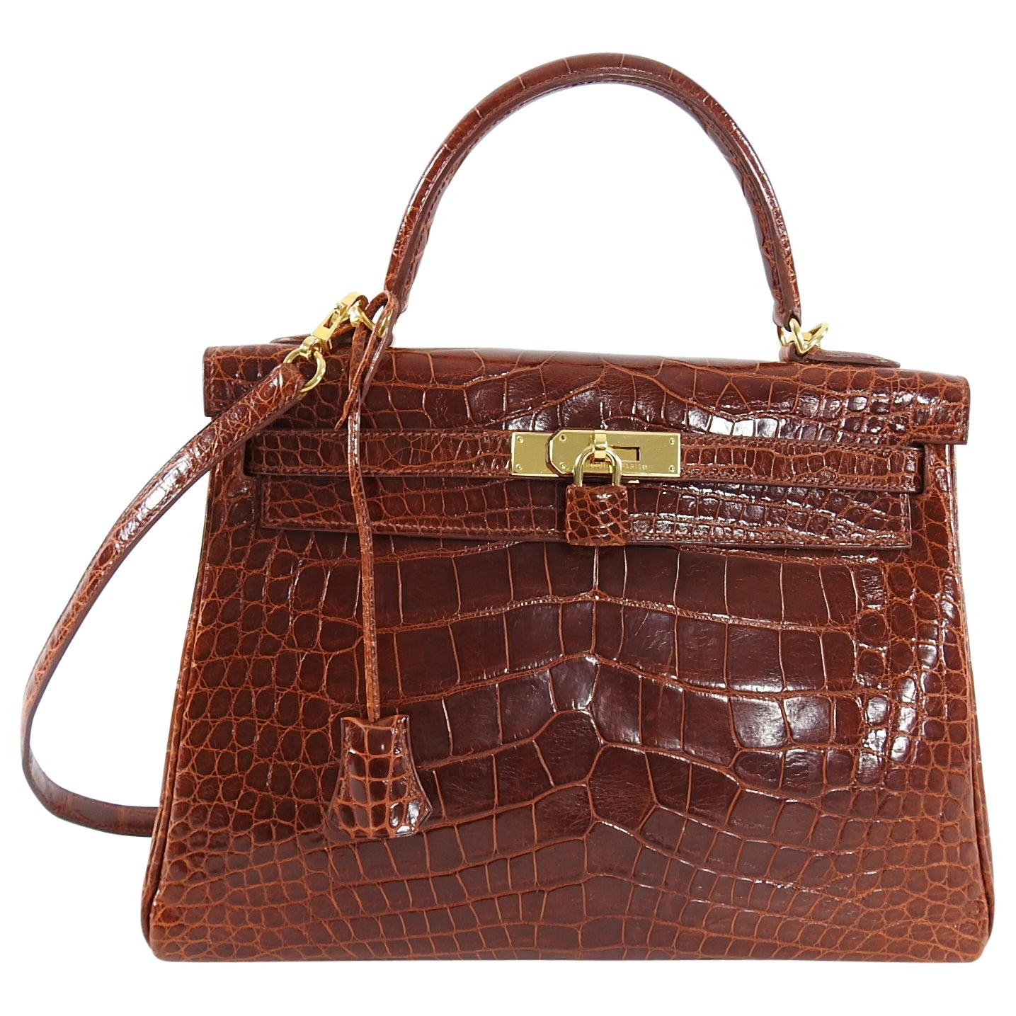 Hermes Vintage Etrusque Alligator Kelly 32 cm Gold Hardware