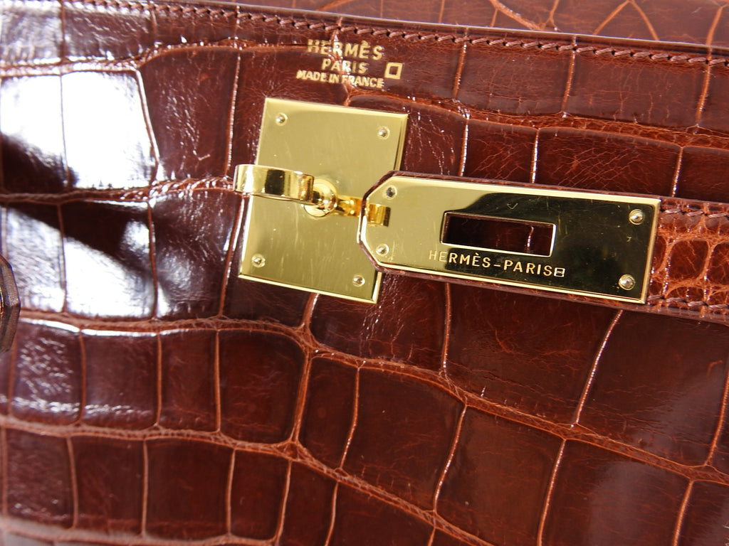 Hermes Vintage Etrusque Alligator Kelly 32 cm Gold Hardware