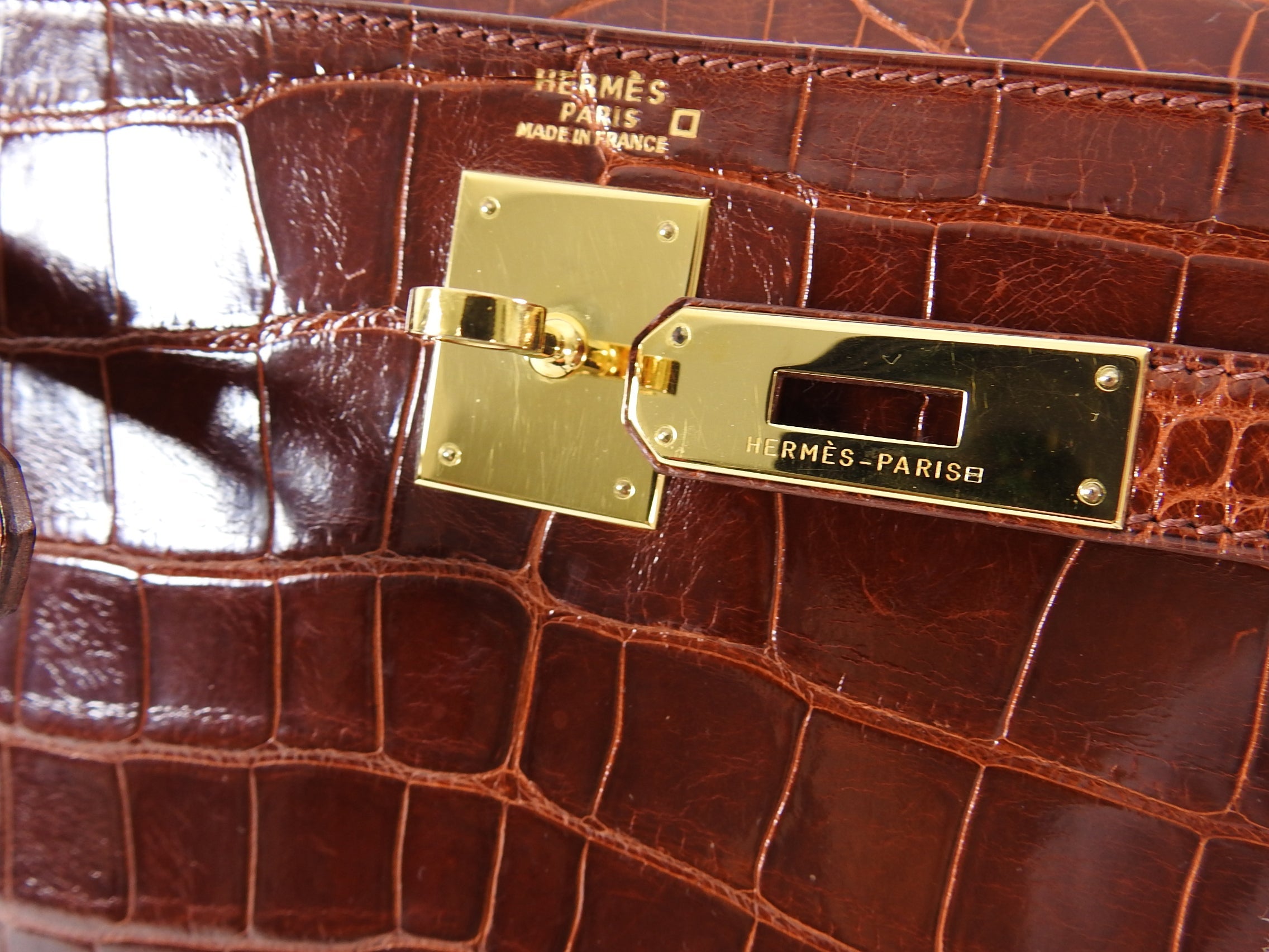 Hermes Vintage Etrusque Alligator Kelly 32 cm Gold Hardware