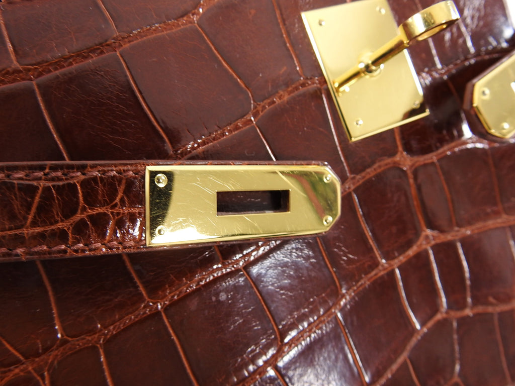 Hermes Vintage Etrusque Alligator Kelly 32 cm Gold Hardware