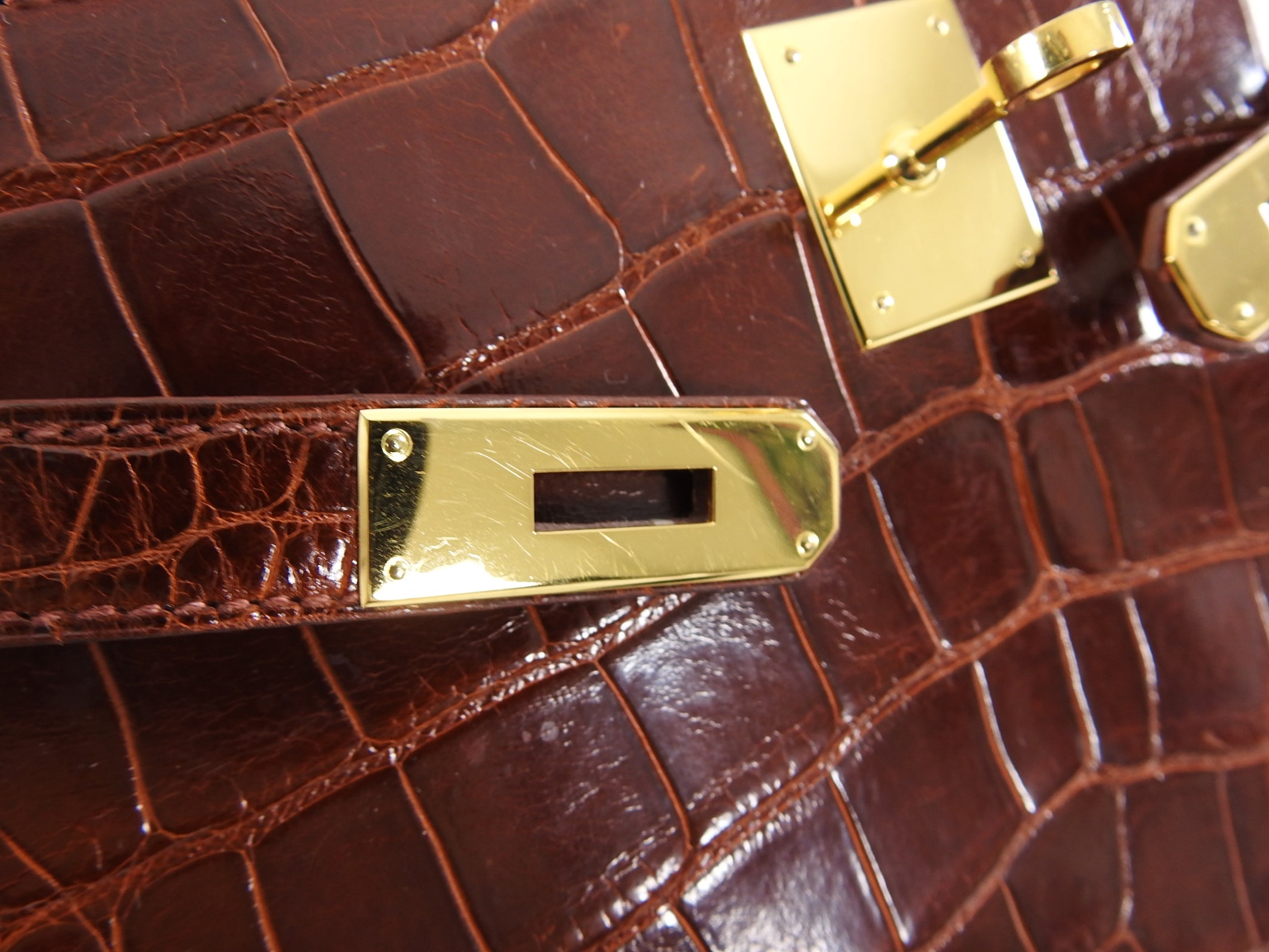 Hermes Vintage Etrusque Alligator Kelly 32 cm Gold Hardware