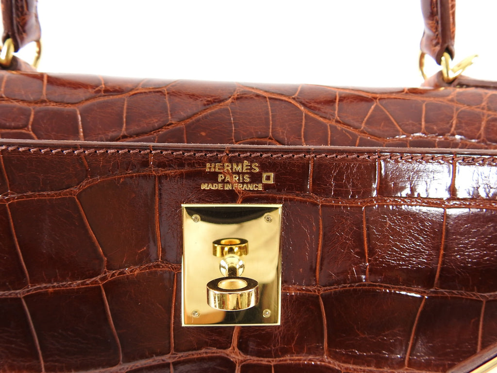 Hermes Vintage Etrusque Alligator Kelly 32 cm Gold Hardware