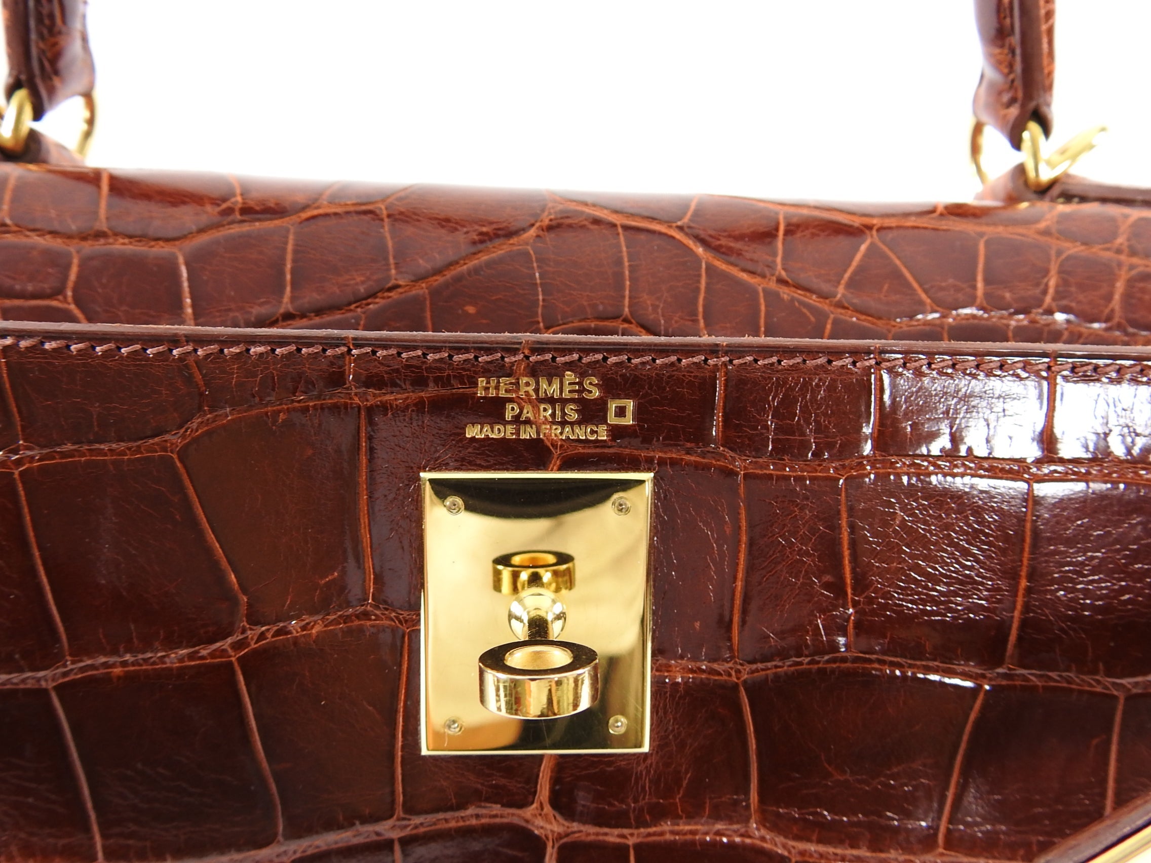 Hermes Vintage Etrusque Alligator Kelly 32 cm Gold Hardware