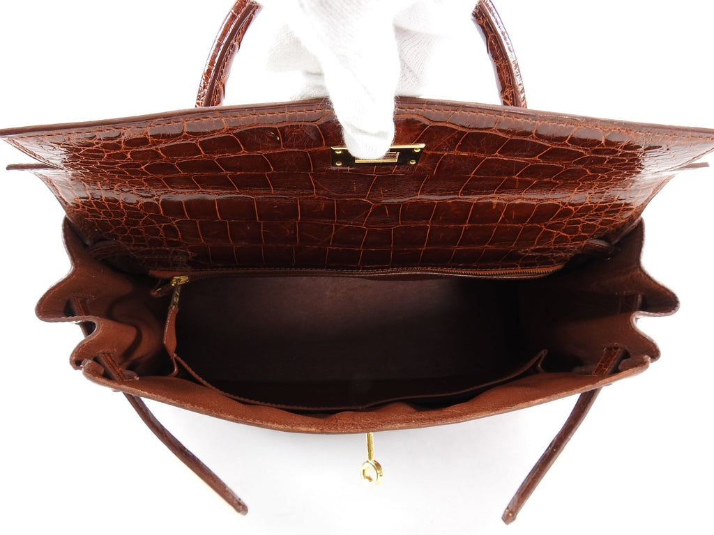 Hermes Vintage Etrusque Alligator Kelly 32 cm Gold Hardware