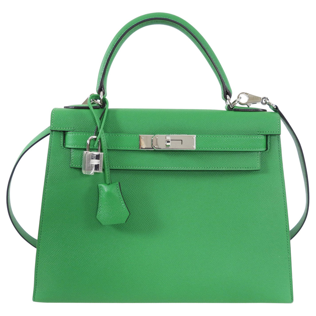Hermes Kelly 28 Sellier Epsom Green Bamboo PHW Bag