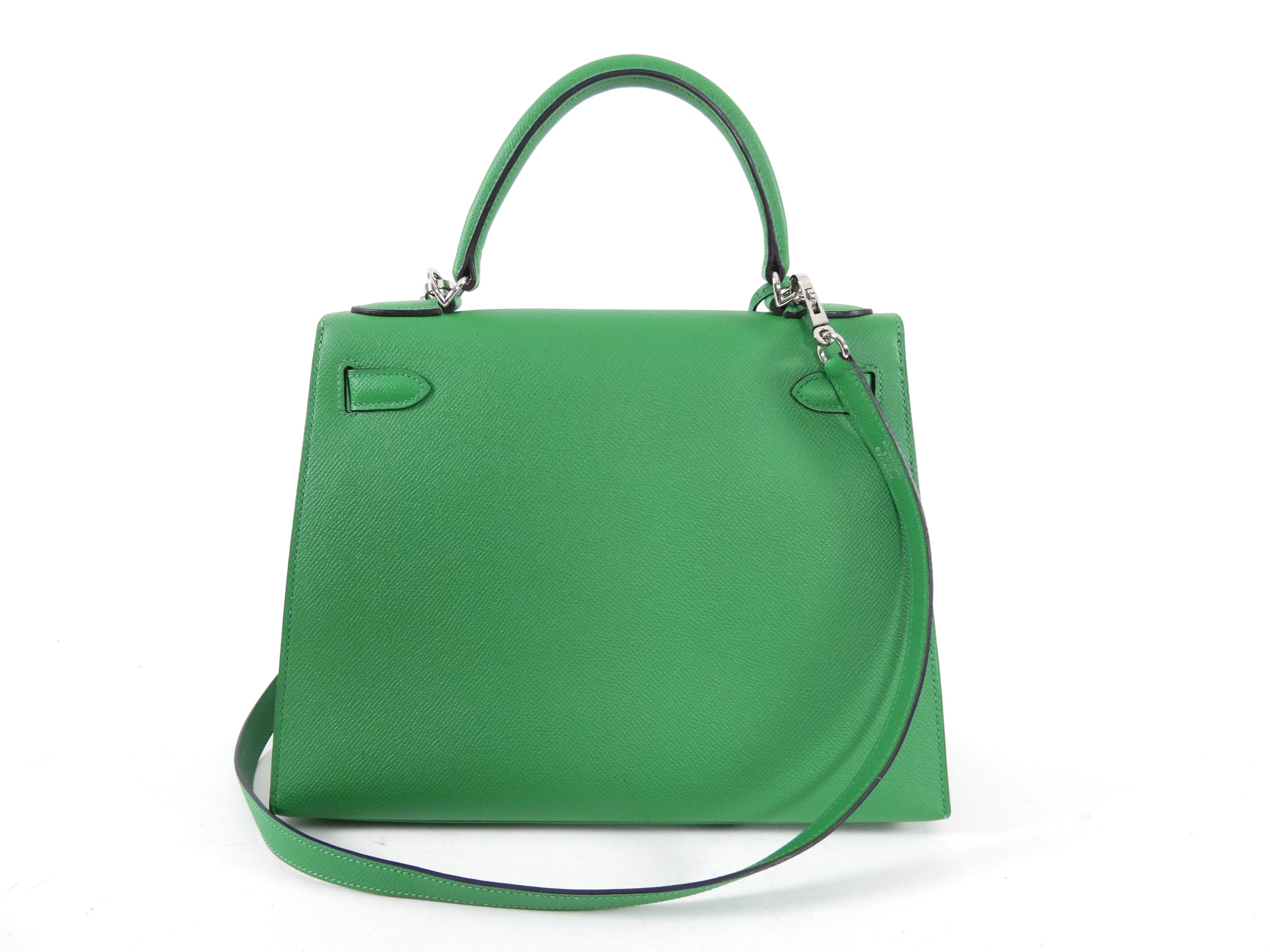 Hermes Kelly 28 Sellier Epsom Green Bamboo PHW Bag